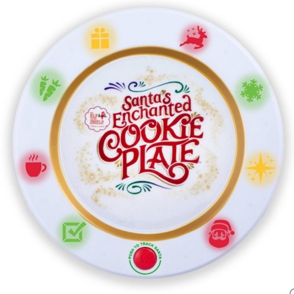 NWT Santa Claus enchanted cookie plate Christmas tracker button kids - Picture 4 of 8
